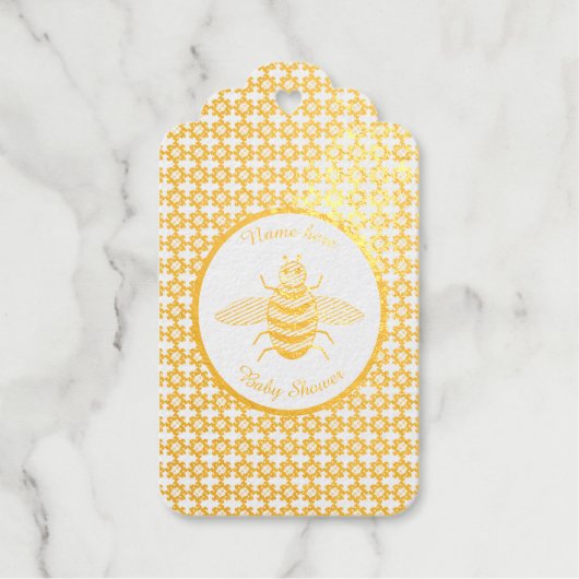 かわいいイエローベビービー男女兼用ベビーシャワー ギフトタグ (正面)