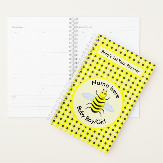 かわいいイエローベビービー男女兼用初年度 プランナー手帳 (ディスプレー)