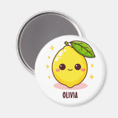 かわいいイエローレモンパーソナライズされた マグネット (正面/裏面)