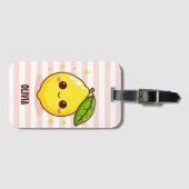 かわいいイエローレモンパーソナライズされた ラゲッジタグ (正面横)
