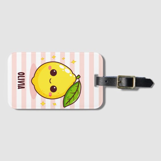 かわいいイエローレモンパーソナライズされた ラゲッジタグ (正面横)