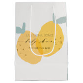 かわいいイエローレモンフルーティー柑橘系ベビーシャワーラウンド ミディアムペーパーバッグ (裏面)