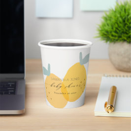 かわいいイエローレモンフルーティー柑橘系ベビーシャワーラウンド 紙コップ