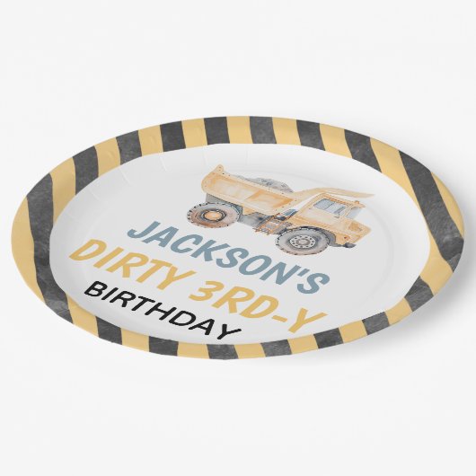 かわいいイエロー建築ダーティ3rdy紙プレート ペーパープレート (アングル)