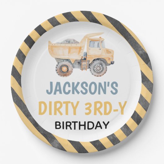 かわいいイエロー建築ダーティ3rdy紙プレート ペーパープレート (正面)