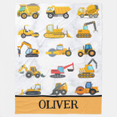 かわいいイエロー建築車 フリースブランケット (正面)