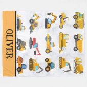 かわいいイエロー建築車 フリースブランケット (正面(横))