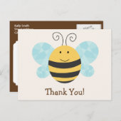 かわいいイエロー&ブラックビーありがとう ポストカード (正面/裏面)
