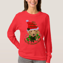 かわいいイエロー・ラブラドール・レトリーバー子犬のクリスマス Tシャツ