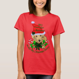 かわいいイエロー・ラブラドール・レトリーバー子犬のクリスマス Tシャツ