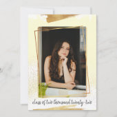 かわいいイエロー&金ゴールド額卒業招待状 招待状 (正面)