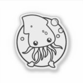 かわいいイカカスタムのカットビニールのシール シール (正面)
