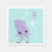 かわいいイカ紙ナプキンス スタンダードカクテルナプキン (正面)