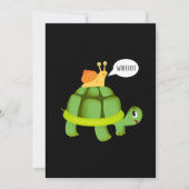 かわいいイガイに乗る亀がかわいい動物 招待状 (正面)