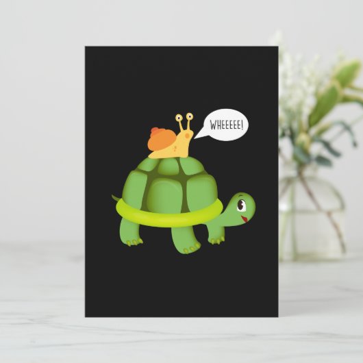 かわいいイガイに乗る亀がかわいい動物 招待状 (スタンド正面)