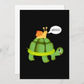 かわいいイガイに乗る亀がかわいい動物 招待状 (正面/裏面)