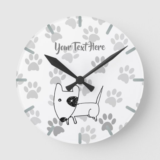 かわいいイギリスのブルテリア ラウンド壁時計 (正面)