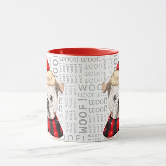 かわいいイギリスのブルドッグクリスマス マグカップ (中央)