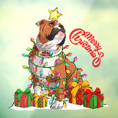 かわいいイギリスのブルドッグメリークリスマスライトギフト ウィンドウサイン (シート3)