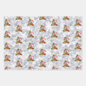 かわいいイギリスのブルドッグメリークリスマスライトギフト ラッピングペーパーシート (正面3)