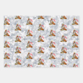 かわいいイギリスのブルドッグメリークリスマスライトギフト ラッピングペーパーシート (正面2)