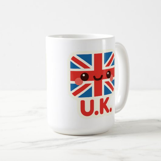 かわいいイギリス国旗 – かわいいイギリスデザイン コーヒーマグカップ (正面右)