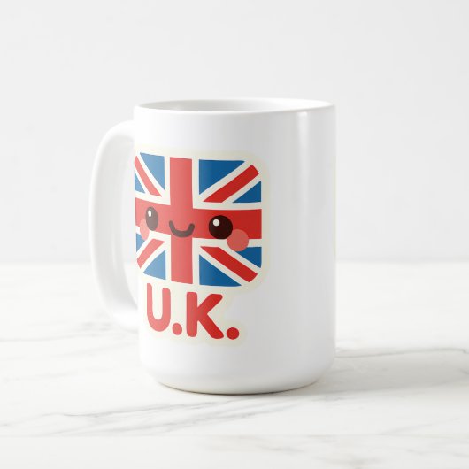 かわいいイギリス国旗 – かわいいイギリスデザイン コーヒーマグカップ (正面左)