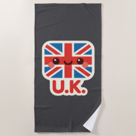 かわいいイギリス国旗 – かわいいイギリスデザイン ビーチタオル