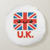 かわいいイギリス国旗 – かわいいイギリスデザイン ラウンドクッション (裏面)