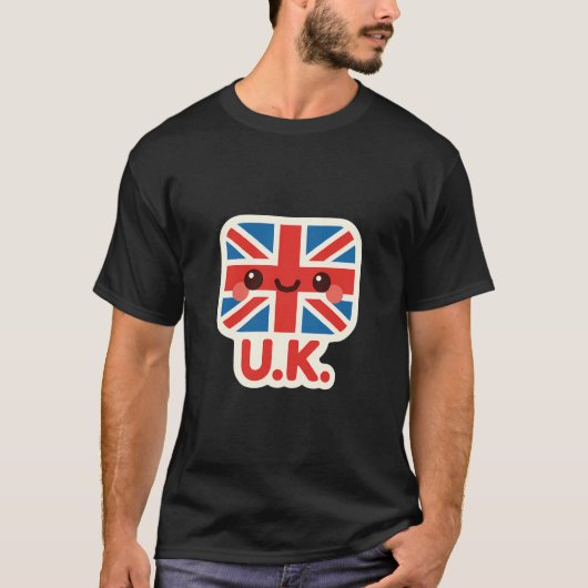 かわいいイギリス国旗 – かわいいイギリスデザイン Tシャツ (正面)