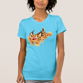 かわいいイタズラなアニメのボブキャット女性Tシャツ Tシャツ