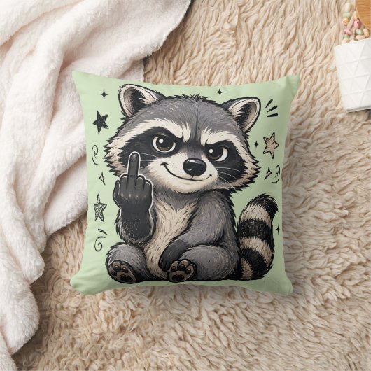 かわいいイタズラアライグマの態度 クッション (ブランケット)
