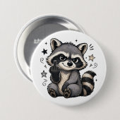 かわいいイタズラアライグマの態度 缶バッジ (正面&裏面)