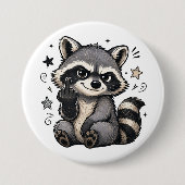 かわいいイタズラアライグマの態度 缶バッジ (正面)