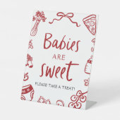 かわいいイタリアの手描き赤ちゃん おやつを取って 台座サイン (正面)