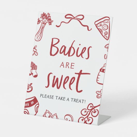 かわいいイタリアの手描き赤ちゃん おやつを取って 台座サイン (正面)