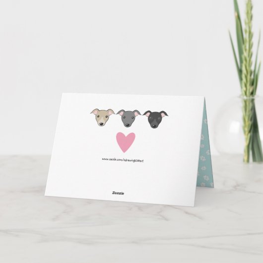 かわいいイタリアングレイハウンズ漫画の犬の母バレンタイン シーズンカード (裏面)