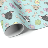 かわいいイタリアングレイハウンド復活祭の卵の漫画のパターン ラッピングペーパー (ロールコーナー)