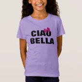 かわいいイタリア人ciaoのbellaの情報通の女の子のTシャツのデザイン Tシャツ (正面)