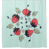 かわいいイチゴかわいいフルーツ シャワーカーテン (正面)