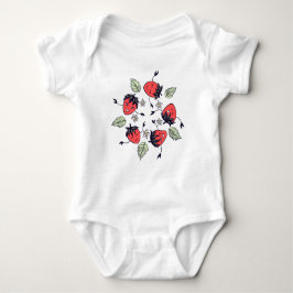 かわいいイチゴかわいいフルーツ ベビーボディスーツ