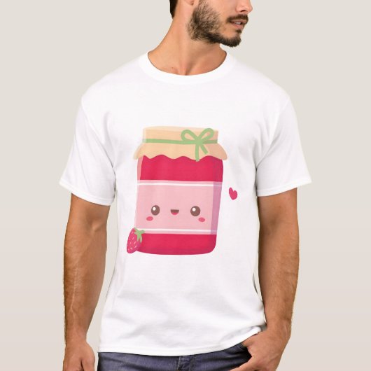 かわいいイチゴとジャムの瓶 Tシャツ (正面)
