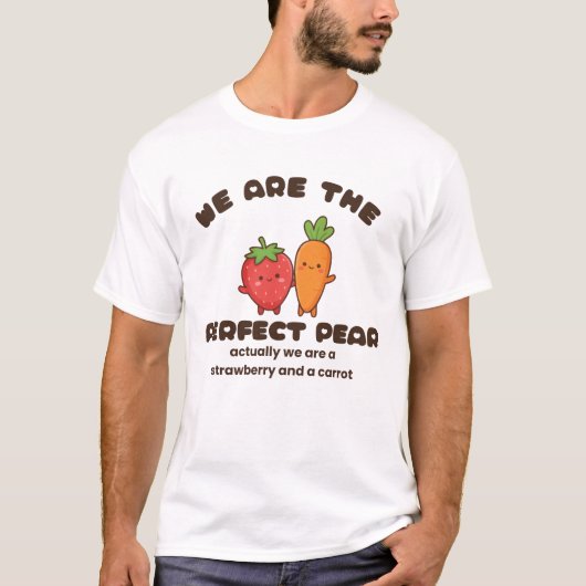 かわいいイチゴとニンジンのキャラクターデザイン Tシャツ (正面)