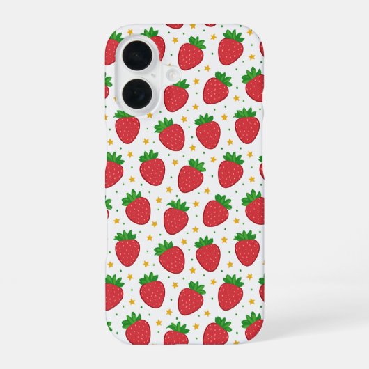 かわいいイチゴと星 iPhone 16ケース (裏面)