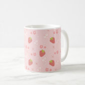 かわいいイチゴと花。 コーヒーマグカップ (正面右)