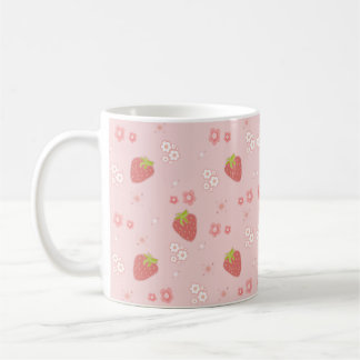 かわいいイチゴと花。 コーヒーマグカップ