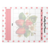 かわいいイチゴのおすすめ月次食プラン ノートパッド (正面)