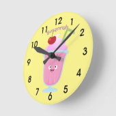 かわいいイチゴのアイスクリームのサンデー漫画ラウンドクロー ラウンド壁時計 (傾斜)