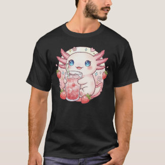 かわいいイチゴのウーパールーパーのかわいいアート Tシャツ