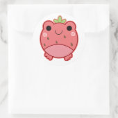 かわいいイチゴのカエル ラウンドシール (バッグ)